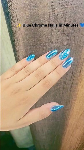 Blue Chrome Nails Art 💙✨ Easy Nail Tutorial for Beginners #shorts