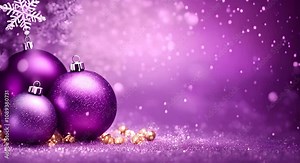 Purple winter background with decorations and snowflakes Glitter background for New Year 4K