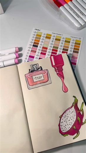 One color page - Pink Edition - Aesthetic Miss Dior 🌸🩰 #sketchdaily #drawing