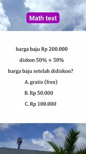 18K views · 79 reactions | Math test #mathtest #diskon #persen #math #mathematics #matematika #matematikaasyk #matematikamudah #matematikadasar #belajarmatematika #matematikasmp #matematikasma #matematikaumum | Matematika Asyk | Facebook