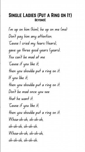 Single Ladies (Put a Ring on it) by Beyoncé. Lyrics | ‪@Hideaway.lyrics‬ #music #viral #lyrics