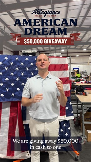 We’re living our American Dream. Now we want to pass it on. Enter today for your chance to win $50,000. No Purch Req’d. See Rules. Ends 10/31/2025 at 11:59 PM ET. | Allegiance Flag Supply | Facebook