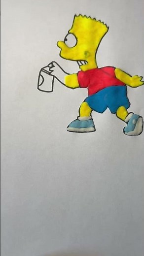 how to draw Bart Simpson doing graffiti (V) #thesimpsons