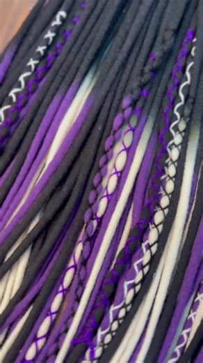 Wool Dreadlock Extensions: Black, Purple, White With Wrapped Accents Halloween Look by Alice Dreads - Etsy