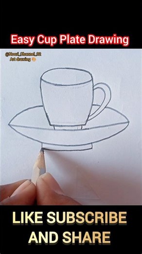 Easy Cup and Plate Drawing | Simple Cup Plate Sketch Step by Step
