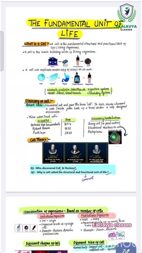 Notes 📒 of class 9th chapter 5 Cell easy notes ✅✅ by eaclavya classes #biology #class9 #Ncert