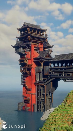 Junopii on Instagram: "Minecraft - Bathhouse Timelapse Here’s another timelapse for my Spirited Away inspired bath house I built a few months back! I’ve switched from BLS shaders to Bliss because the atmospherics and clouds are just so 🤤 ‣ Download the schematic/blueprint for this build over on my Patreon! (Link in bio) ‣ Built on play.bakery.builders 🏷 - #minecraft #minecraftideas #minecraftbuild #minecraftbuilds #minecraftinspiration #minecraftbuilding #minecrafthouse"