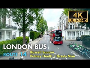 London Bus Ride, Route 14, Double Decker, 4K Virtual Tour.