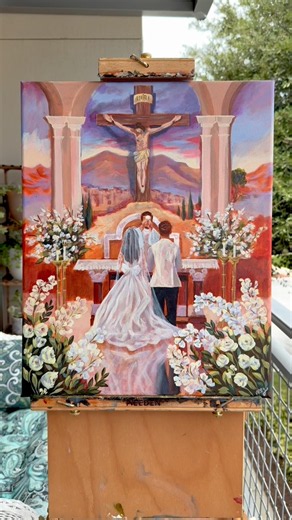 God is with you to the end of the age🙏 #catholicartist #catholic #catholicwedding #weddingpainting