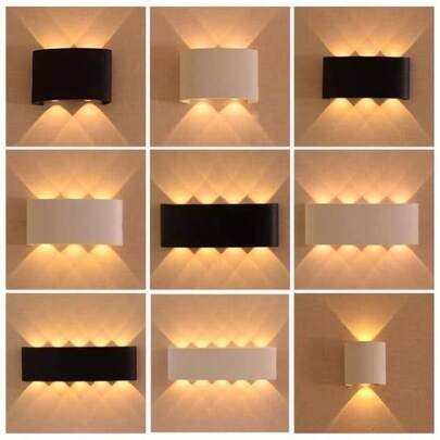 2pcs Modern LED Wall Lights, Indoor/Outdoor Waterproof Wall Lamps, IP65, Aluminum/Plastic Wall Sconces, 110V/220V, 2W/4W/6W/8W/10W, 3000K Warm White, Suitable For Bedroom, Living Room, Kitchen, Balcony, Hallway, Garden, Park, Garage | SHEIN
