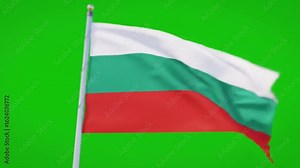Bulgarian flag waving on a green screen, a symbol of national pride and patriotism.