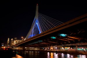 Boston's Zakim Bridge Lit Blue For Fallen Police Officer