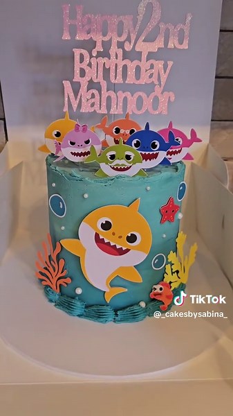 Baby shark themed cake 💙 #babysharkcake