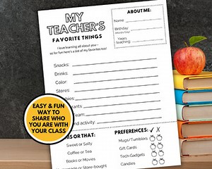 Teacher Favorite Things, Get To Know Your Teacher, Meet The Teacher, Teacher Fav