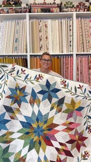 Edyta Sitar on Instagram: "Quilters who LOVE to play with color… this one’s for you! 🎨🧵 Our Juliette pattern is the perfect design to mix bold prints, soften with solids, or go full rainbow 🌈✨ If you’ve been wanting a quilt that lets your fabrics shine — Juliette is ready to play. Tag a color-loving quilter below 💕 #JulietteQuilt #ModernQuilting #ColorPlay #QuiltersOfInstagram #QuiltPattern"
