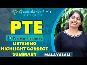 PTE Listening Highlight Correct Summary | PTE Tips, Tricks & Strategies in Malayalam | GEMS ABROAD
