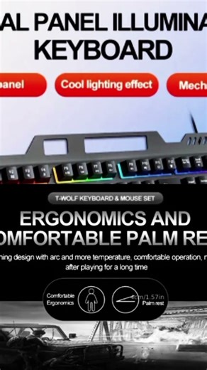 T-WOLF Wolf T16 Gaming Keyboard - USB Powered Metal Keycaps with RGB Backlit,