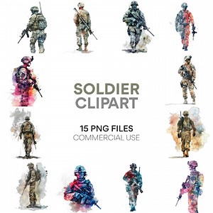 Soldier Clipart Bundle - Army, American Soldier & Female Soldier Graphics for Commercial Use - Etsy