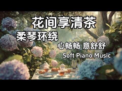 钢琴轻音乐，让温柔琴音带着你，摊开双手微笑迎接美丽的一天，淡淡花香轻轻凉风，花间享清茶聆听柔琴，心畅畅意舒舒 Melody in the Hydrangea Sea: Soft Piano & Tea