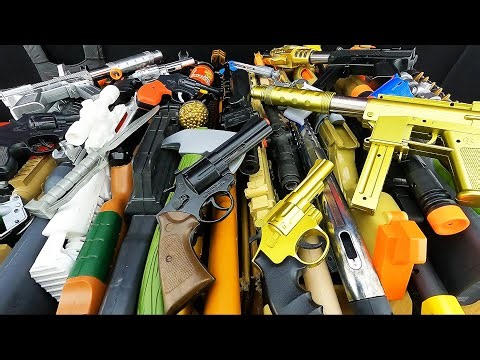 HUGE Box of Toy Guns! Gold Revolvers, Rifles, SMGs & Insane Toy Weapon Collection
