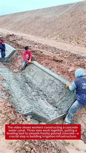 Building a Concrete Canal for Irrigation.