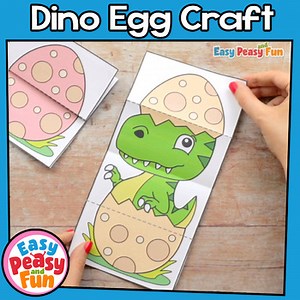 Dinosaur Crafts | Printable Dinosaur Egg Surprise Cards Craft Template