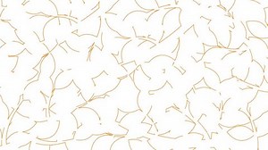 Animated linear floral background. Line orange leaves on branch is drawn gradually. Concept of gardening, ecology, nature. Vector illustration isolated on white background.