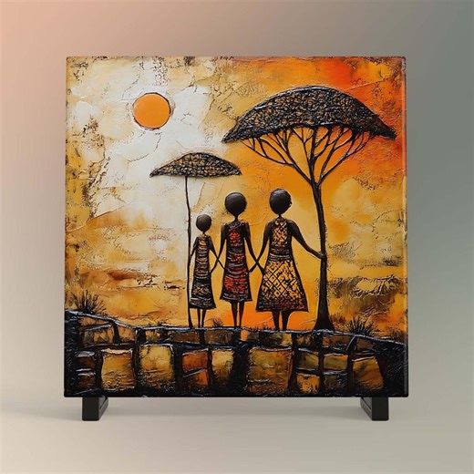 African Print Ceramic Art Tile - Stunning Minimalist African Print - Decorative Wall Hanging - Black Art - Home Decor - Ceramic Art Plaque - Etsy