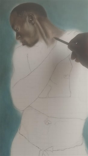 drawing a realistic portrait using charcoal pencil and pastel chalk #charcoalpencil #expressive