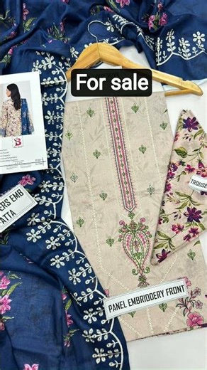 digital printed airjet lawn shirt front panel embroidered lawn trouser and dupata with 2 sided emb