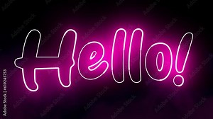 4K Ultra Hd Video. Hello text electric red lighting text with animation on black background, 3D Animation. Hello Word Text.