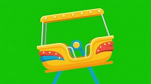 Amusement Park Ride Gondola Isolated on Green Screen Background.