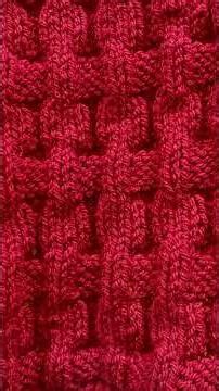 Red knit blanket using a box pattern