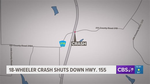 18-wheeler crash shuts down traffic on Hwy. 155 in Anderson County