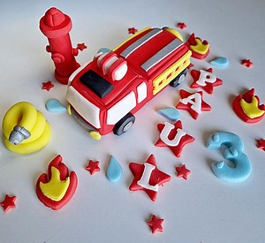 Edible Fire Engine Cake Topper,birthday Party Fondant Decoration - Etsy Australia