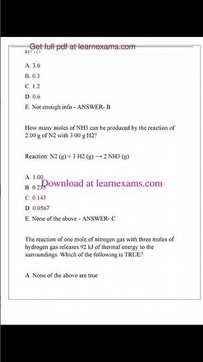 CHEM 101 FINAL EXAM IVY TECH EXAM