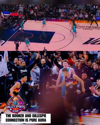 Devin Booker’s confidence in Collin Gillespie to knock down big shots couldn’t be clearer 🎯 When the ball swings his way, Book knows he’s ready and Gillespie keeps delivering 🔥 Their chemistry is at an all time high and it shows every single game 🤞🧡 Pure aura‼️🗣️ ##highlight#suns #fyp ##foryoupage