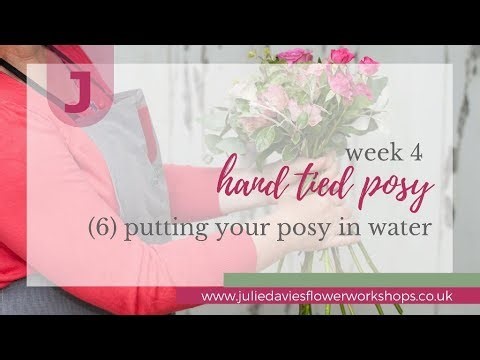 Creating your hand tied posy – putting your flowers in water (video 6/6)