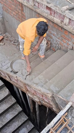 Master the Art of Concrete Stairs Finishing | Construction Tips 🏗️#shorts #construction #stairs