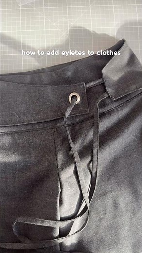 how to add eyelets to clothes tutorial. grommet detail on waistband #sewing #sewingtutorial #diy