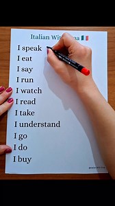 Learn these useful verbs in Italian! ✅️🇮🇹📖 These phrases will boost your Italian vocabulary instantly.🇮🇹🇮🇹 Practice them with me and repeat out loud—let’s learn Italian together! 🇮🇹🎯 👩‍🏫 Follow @Italian.With.Ema for more fun and easy Italian lessons! 🎥 Save & share this reel with a friend who’s learning Italian too!learnitalian #italianlanguage #speakitalian #imparareitaliano #italianvocabulary #italianwords #italianwithteacherema #languagelearning #polyglot #italianlesson #italianr