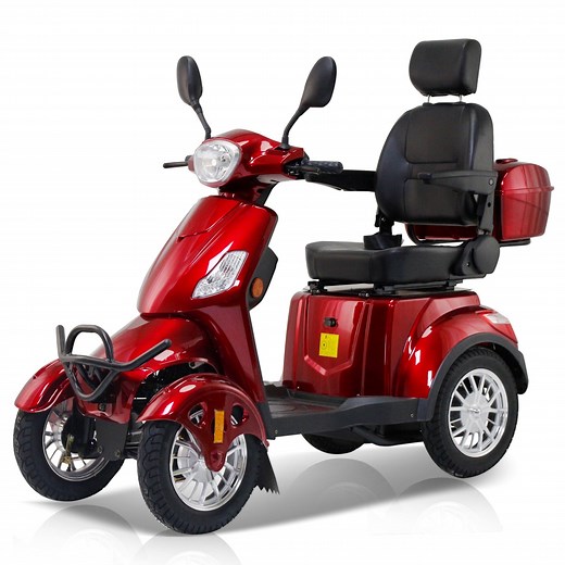 QEEKA Heavy Duty 4-Wheel Mobility Scooter, Electric Powered Chair, 800W, Red, 500 lb Limit