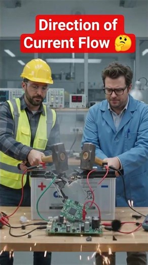 Conventional Current vs Electronic Current Flow 😂 | Electrical vs Electronics Engineer | #Shorts