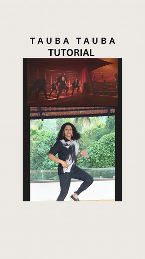 NISHA MENON on Instagram: "Tauba Tauba Tutorial It’s easier than it looks. Make sure you wear shoes and practice on a smooth surface . Happy dancing 💃 Am sure Vicky Kaushal is living rent free in all our minds since this hookstep came out .😝 #hooksteptutorial #dancetutorial #bollywoodtutorial #taubatauba #badnewz"