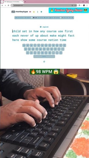 🔥 98 WPM | 100% Accuracy | 15 Seconds Typing Challenge! ⌨️⚡ #98wpm #viral #asmr #raushantypingmaster