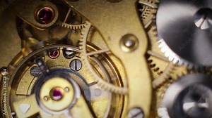 working clockwork gears (clock mechanism) inside a vintage clock