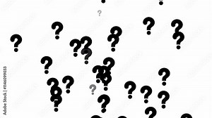 Black falling question marks icon sign symbol isolated on white background. Question mark pattern seamless 4k animation video. Stock Video