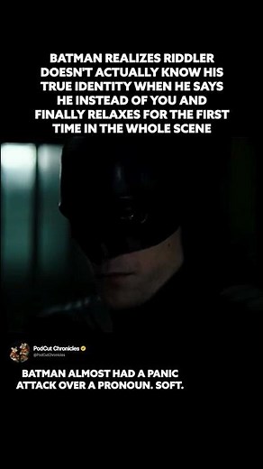 Batman relaxes the second Riddler uses the wrong pronoun