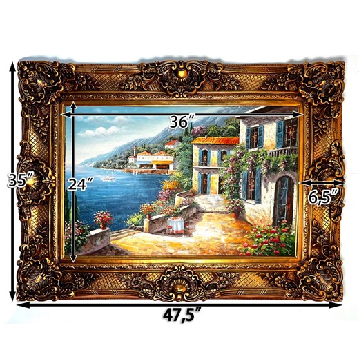 Large Baroque Style Gold Picture Frame, Mediterranean Garden Overlook Original Art(24x36 ) - Etsy