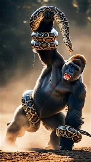 "Gorilla vs Python Fight"#kingkong #python #ai